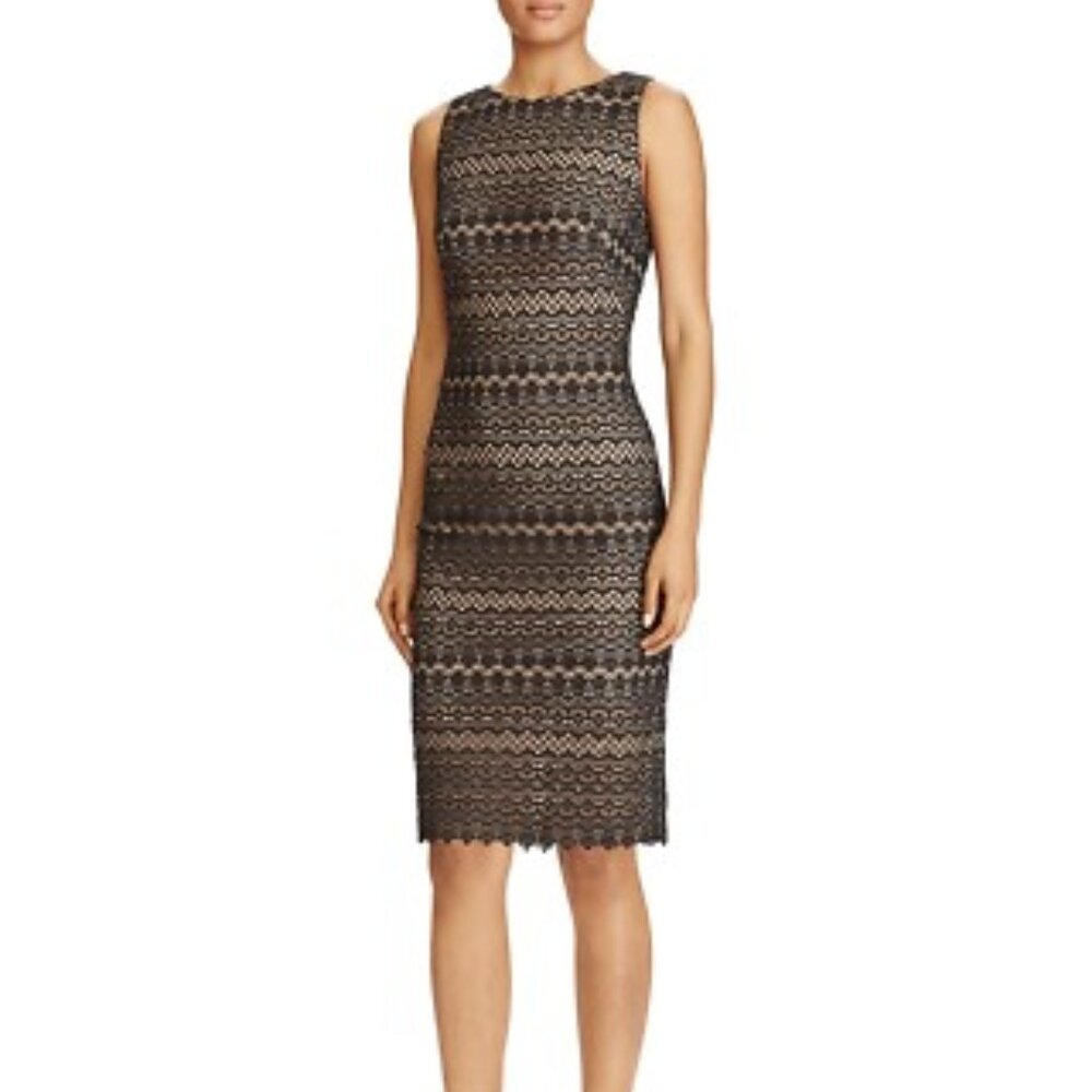 LAUREN Ralph Lauren Tribal Lace Sleeveless Sheath Knee Length Dress
